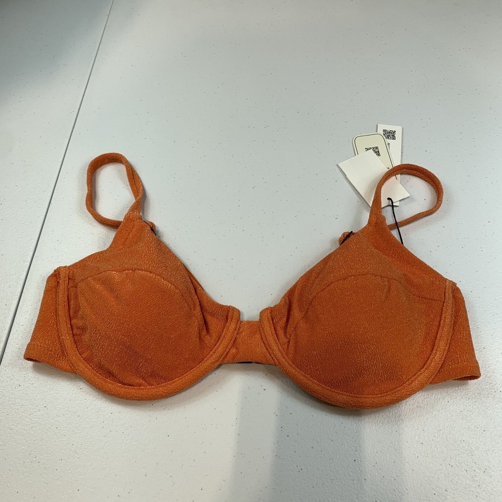 Sanctuary Women's Swim Bikini Top M Orange Heat Underwire Textured